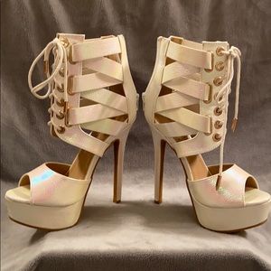 Pearlescent high heels